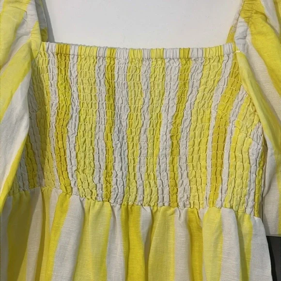 Tuckernuck | New Annie cabana stripe mini dress Women’s size L smocked Linen NWT - Picture 6 of 9